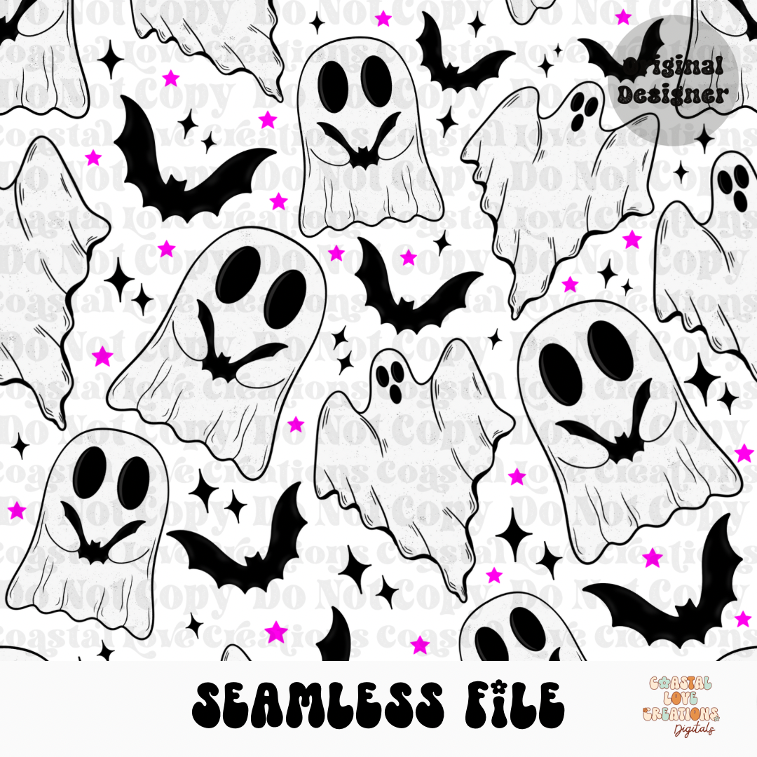 Stay Spooky Pink Stars Seamless PNG