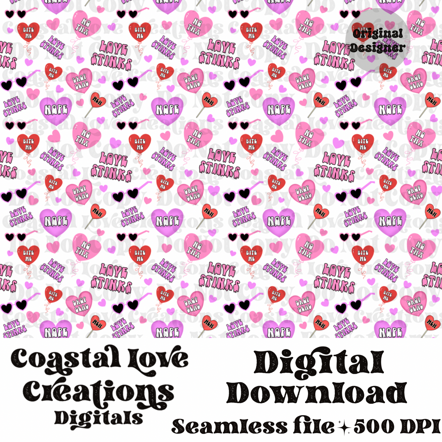 Love Stinks Seamless PNG