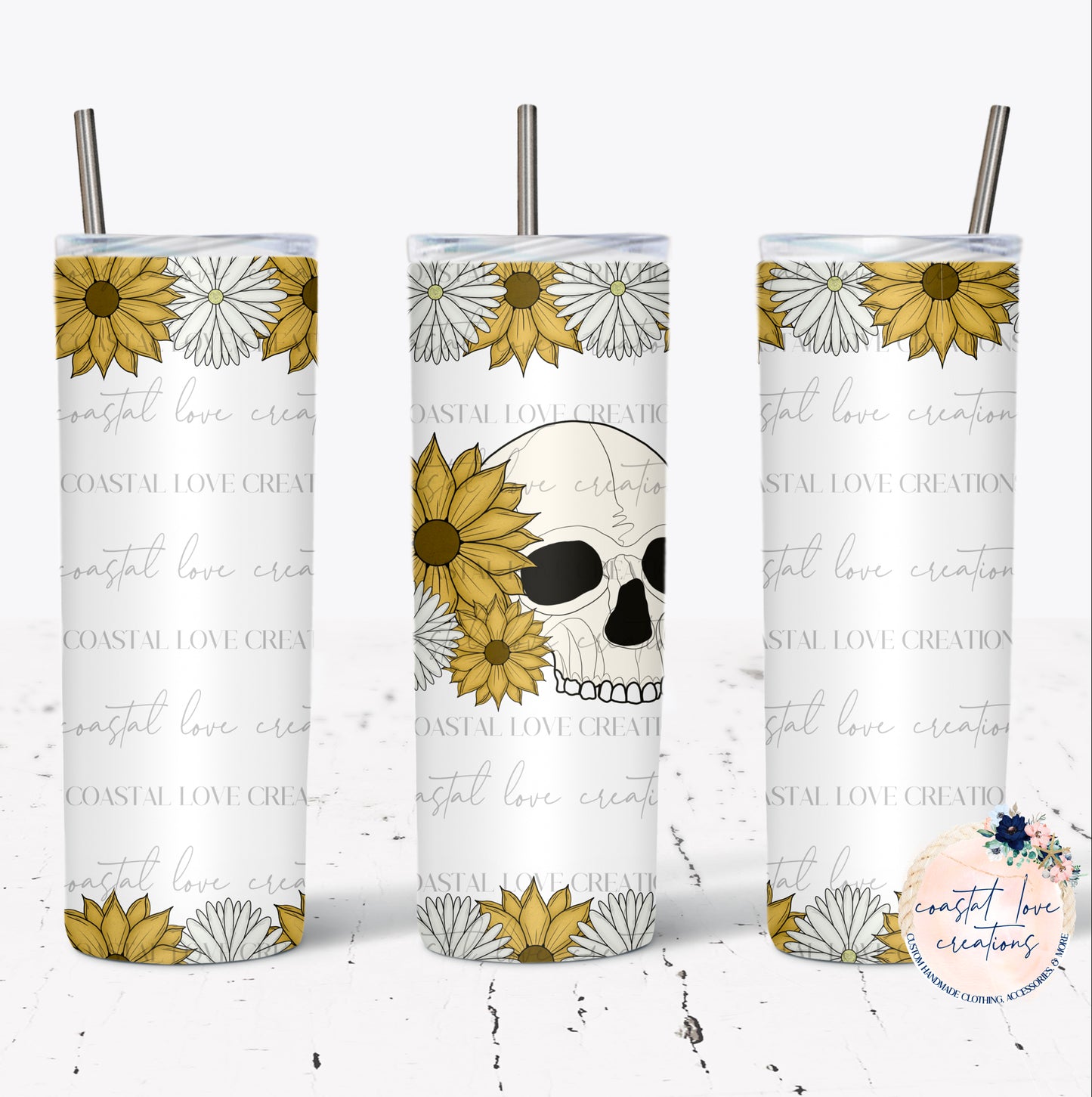 Sunflower/Daisy Skelly Tumbler