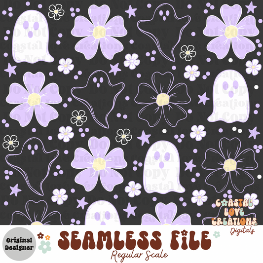 Floral Ghosties- Seamless PNG