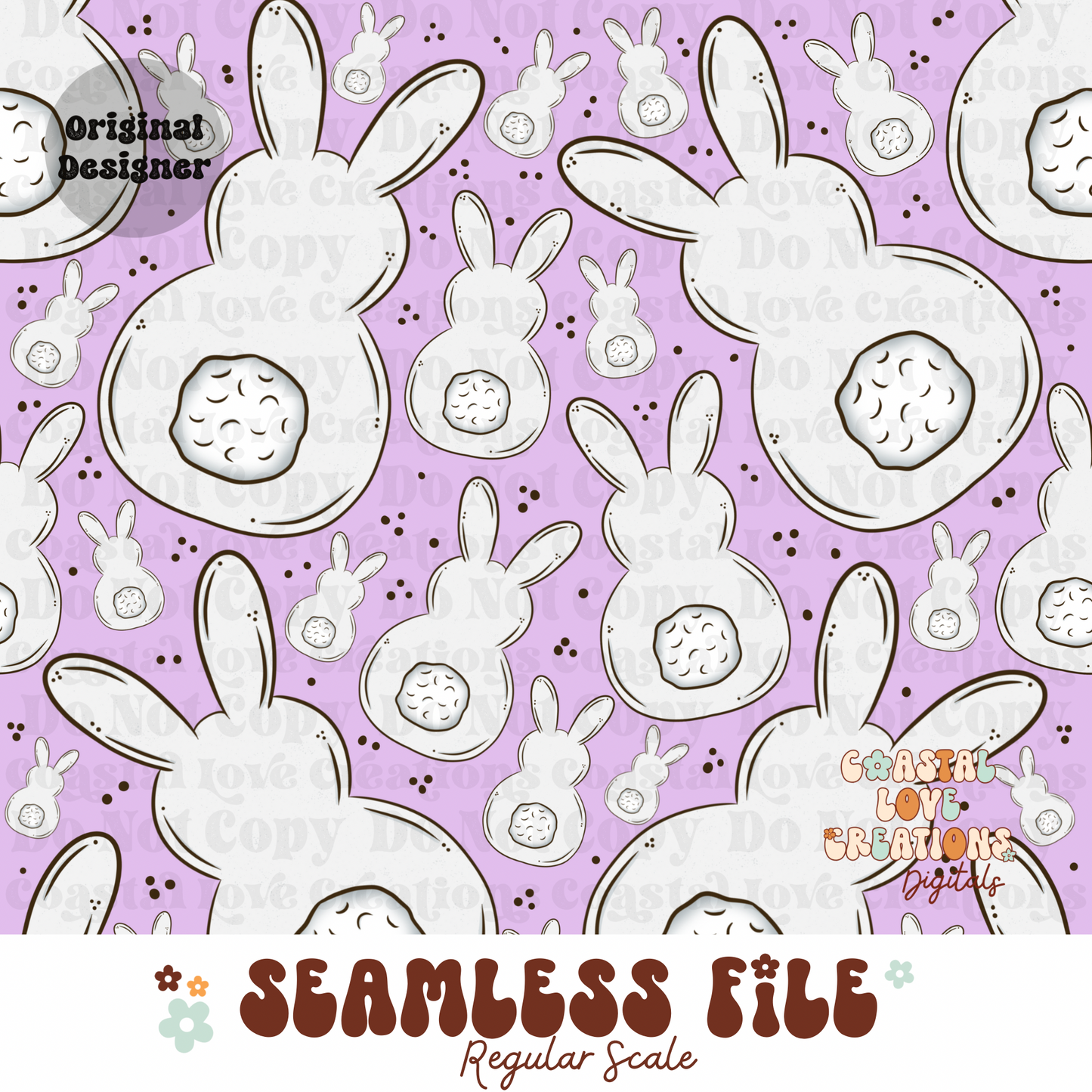 Bunnies- Purple Seamless PNG