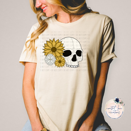 Sunflower/Daisy Skull PNG