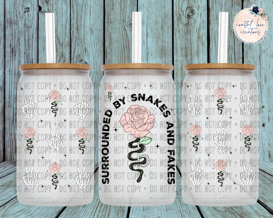 Surrounded by Snakes and Fakes Tumbler Wrap-16 0z